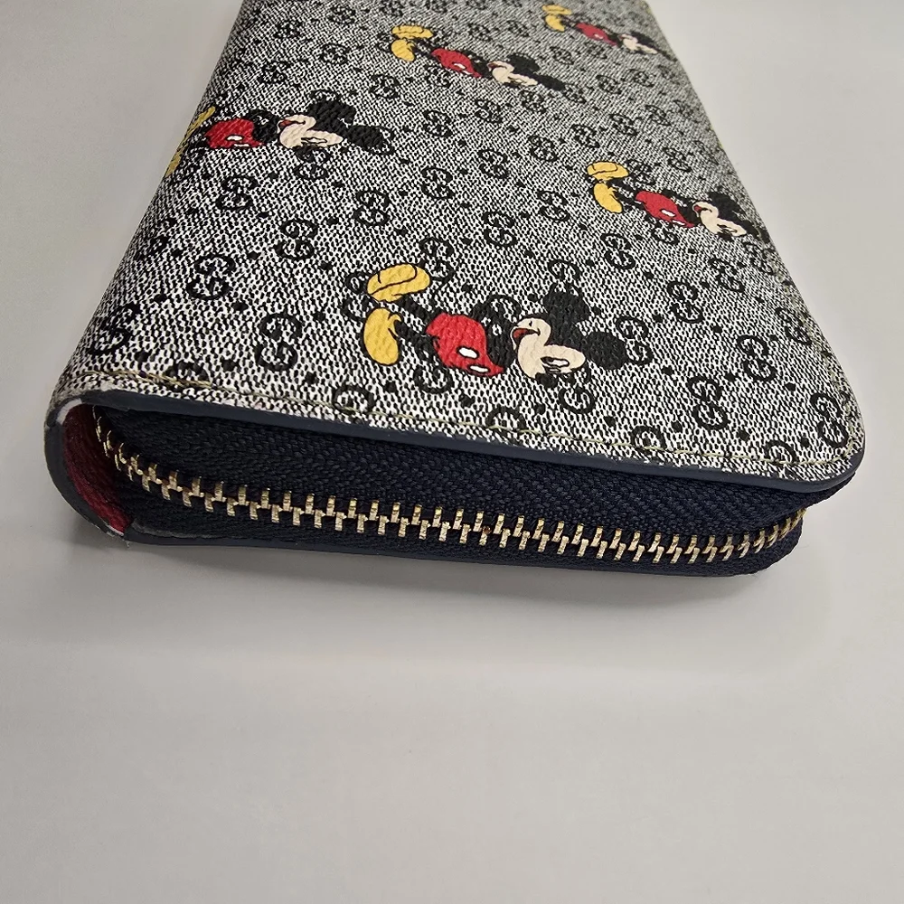Disney Mickey Mouse Gray Fashion Inspired Monogram Logo Wallet - Picture 4 of 16